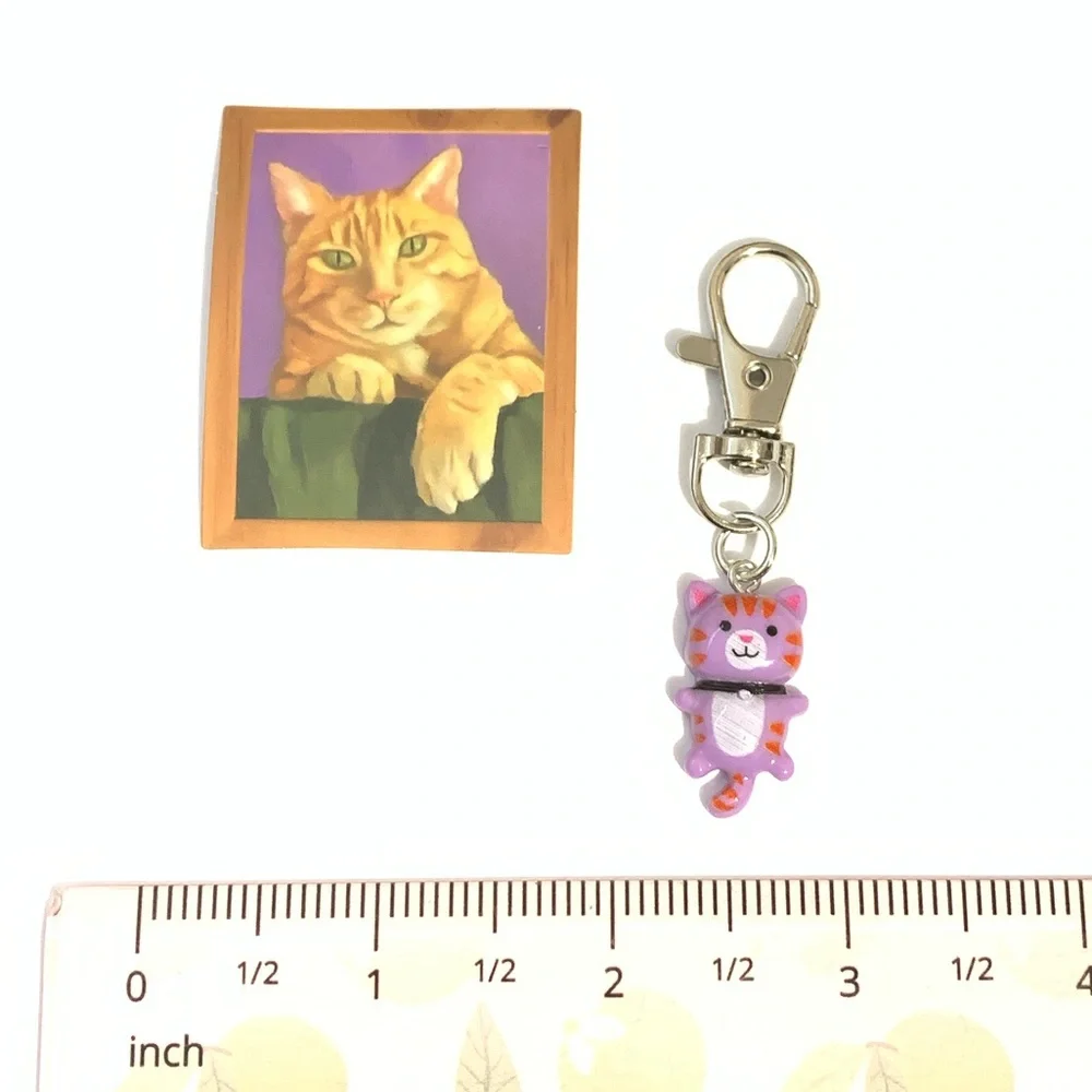 New Cat Charm Keychain and Sticker Set